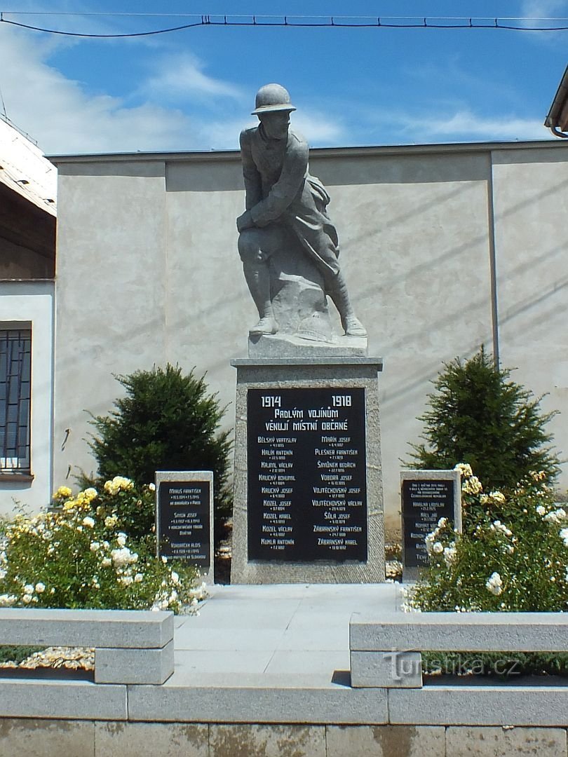Sředokluky, pomnik poległych I. i II. wojna światowa