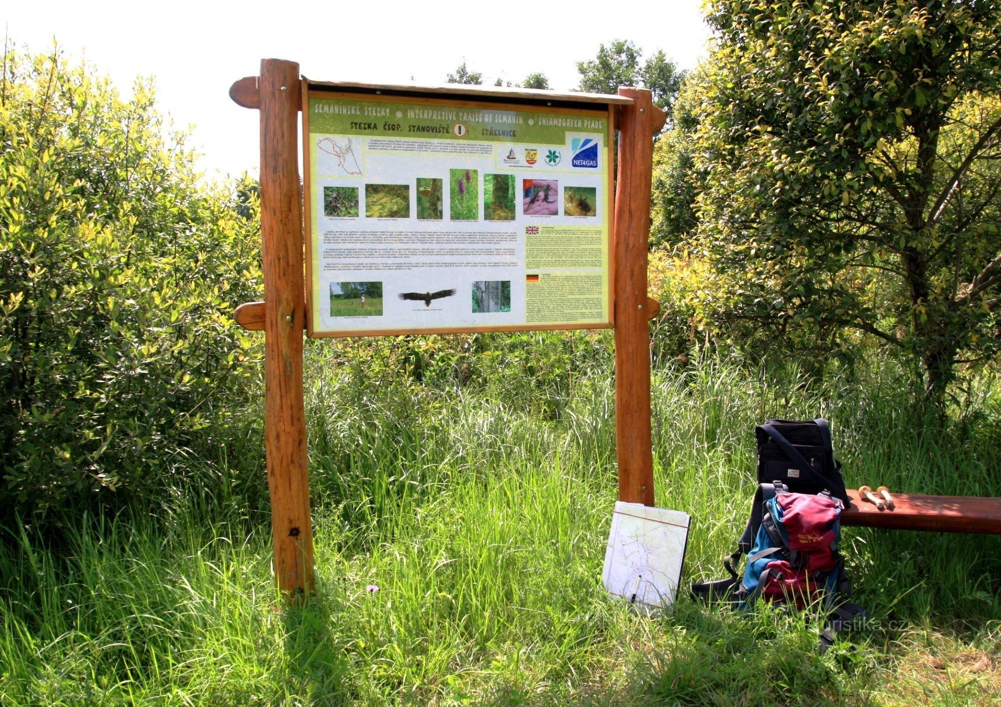 Shooting range near Semanín - information panel of the educational trail