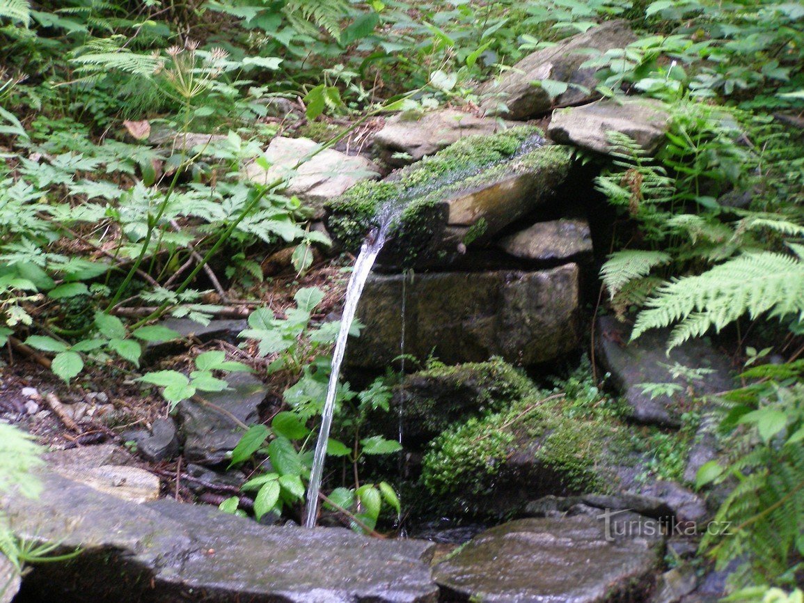 Studánka s léčivou vodou pod Třemi Kameny