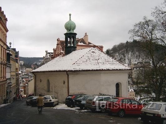 St. Ondřej 025: De oudste kerk van Karlovy Vary, oorspronkelijk gotisch? 15de eeuw Hij leunde naar binnen