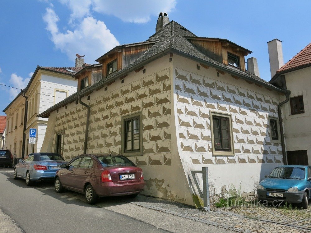 Tábor – casă cu sgraffito pe strada Soukenická