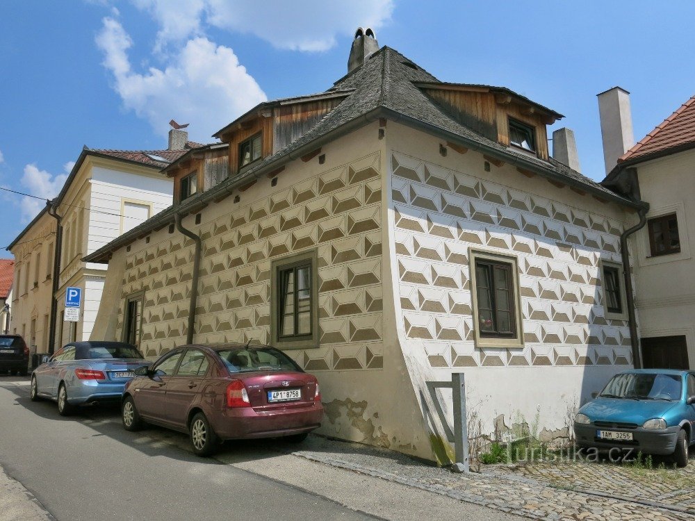 Tábor - maison de sgraffite dans la rue Soukenická