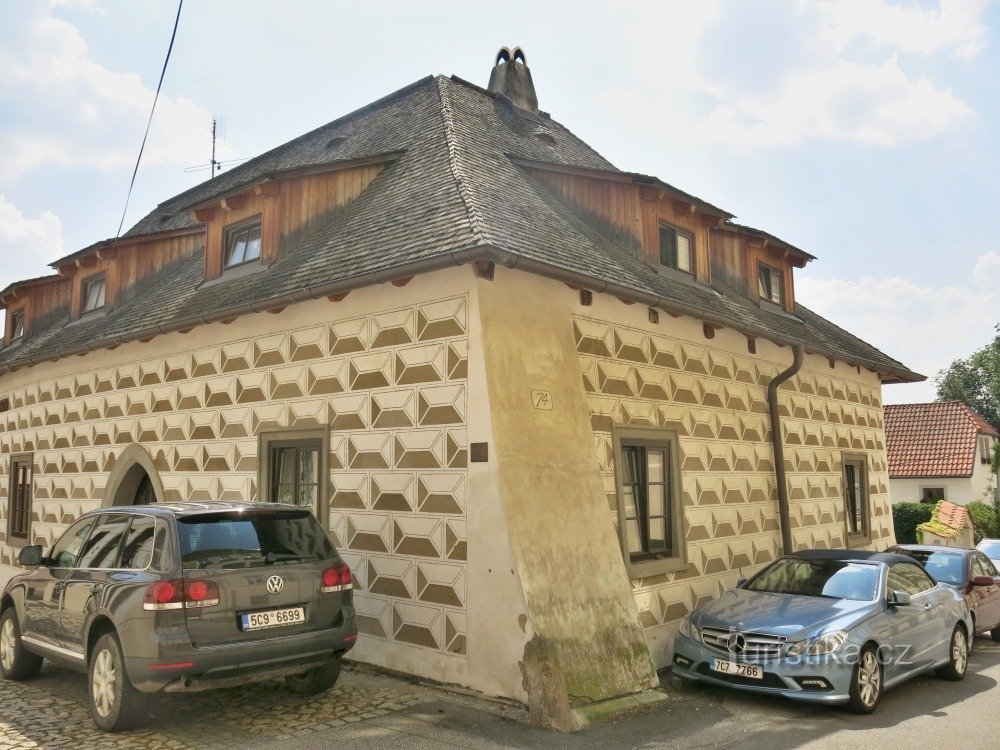 Tábor - maison de sgraffite dans la rue Soukenická