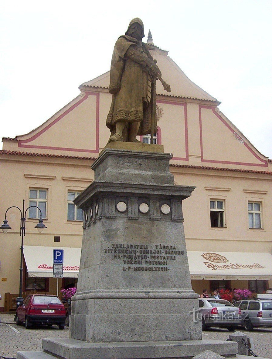 Tábor-Žižkov Square with the monument to Jan Žižka-Photo: Ulrych Mir.