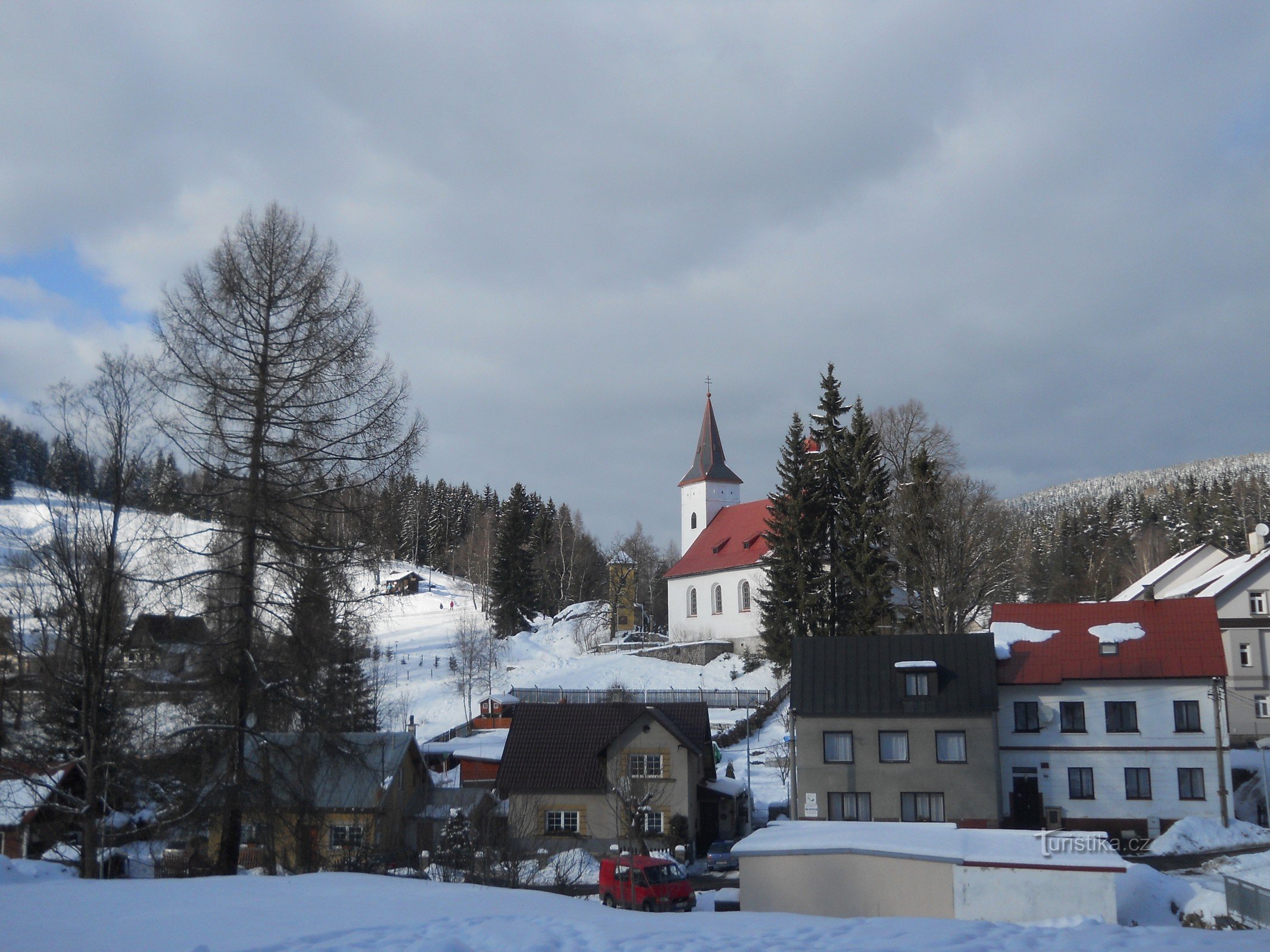 Alltså från kyrkan och upp