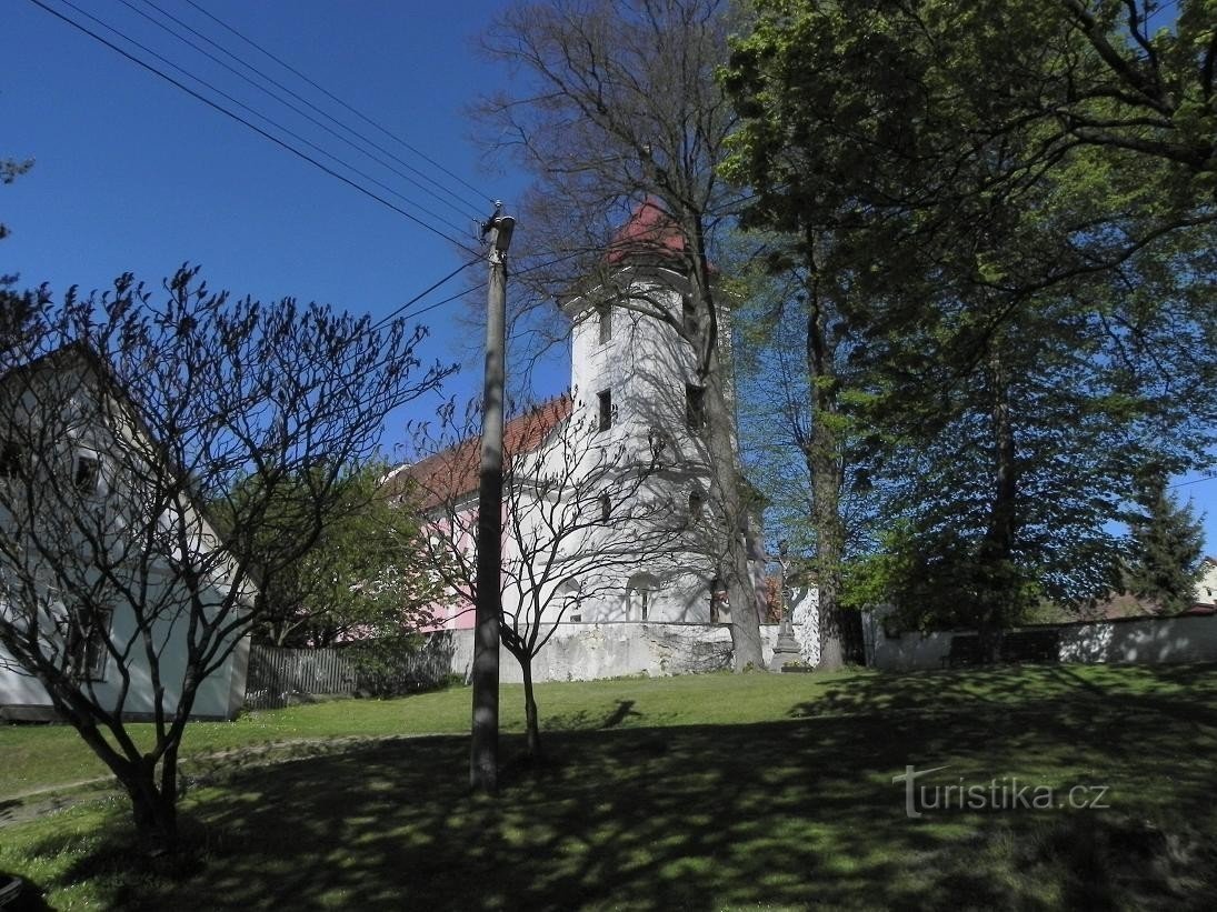 Těchonice, cerkev z južne strani