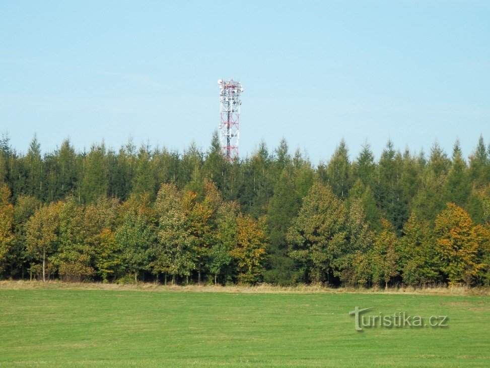 Telecommunication tower and observation tower on Varta from Sendražské kopce