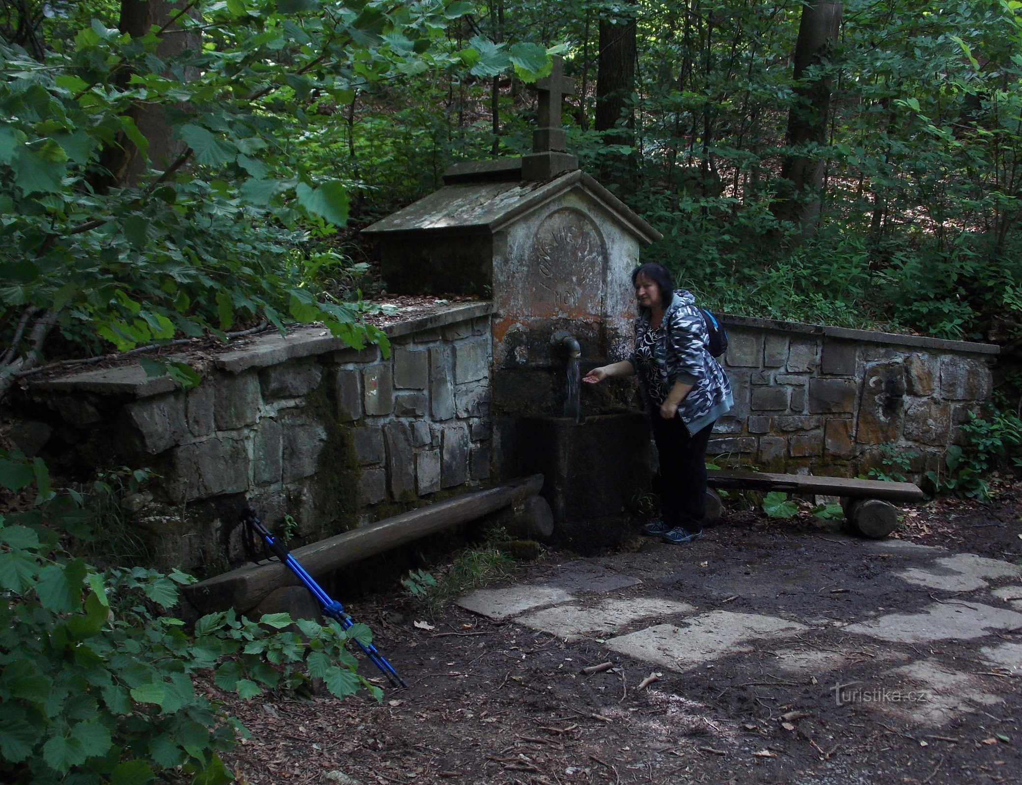 Teodorův spring and the artificial Klauza water reservoir near Tesák