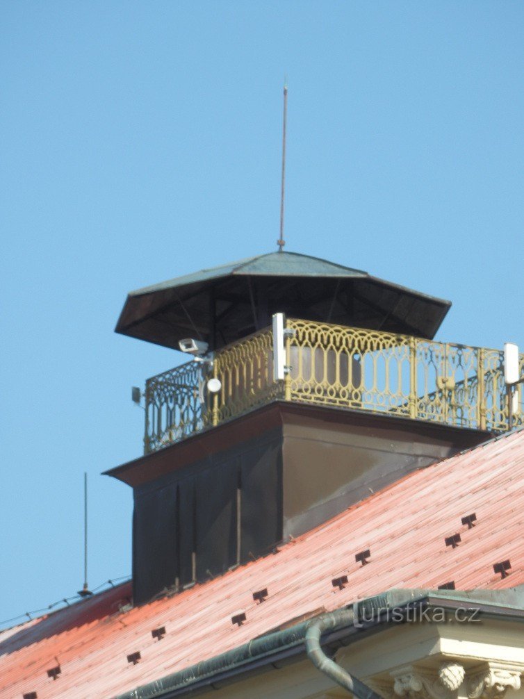 Terras op het dak van het gebouw met camerasysteem