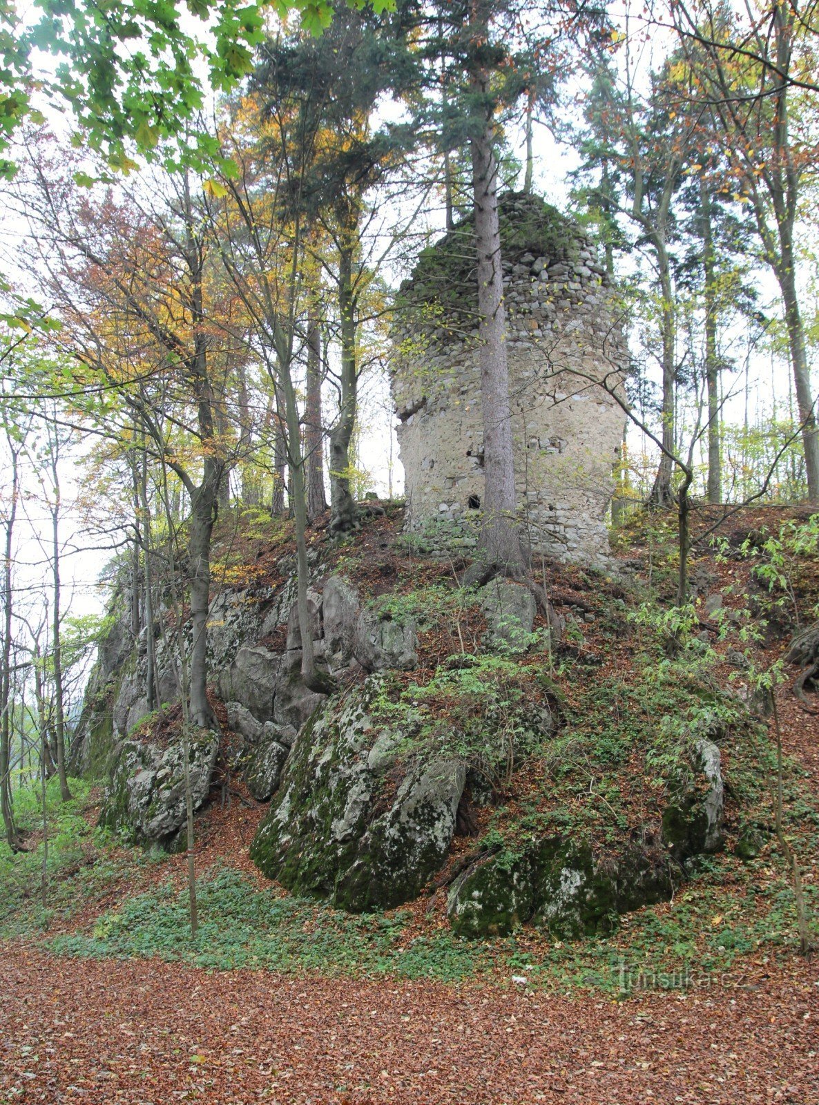 Torse de la tour du château depuis le carrefour