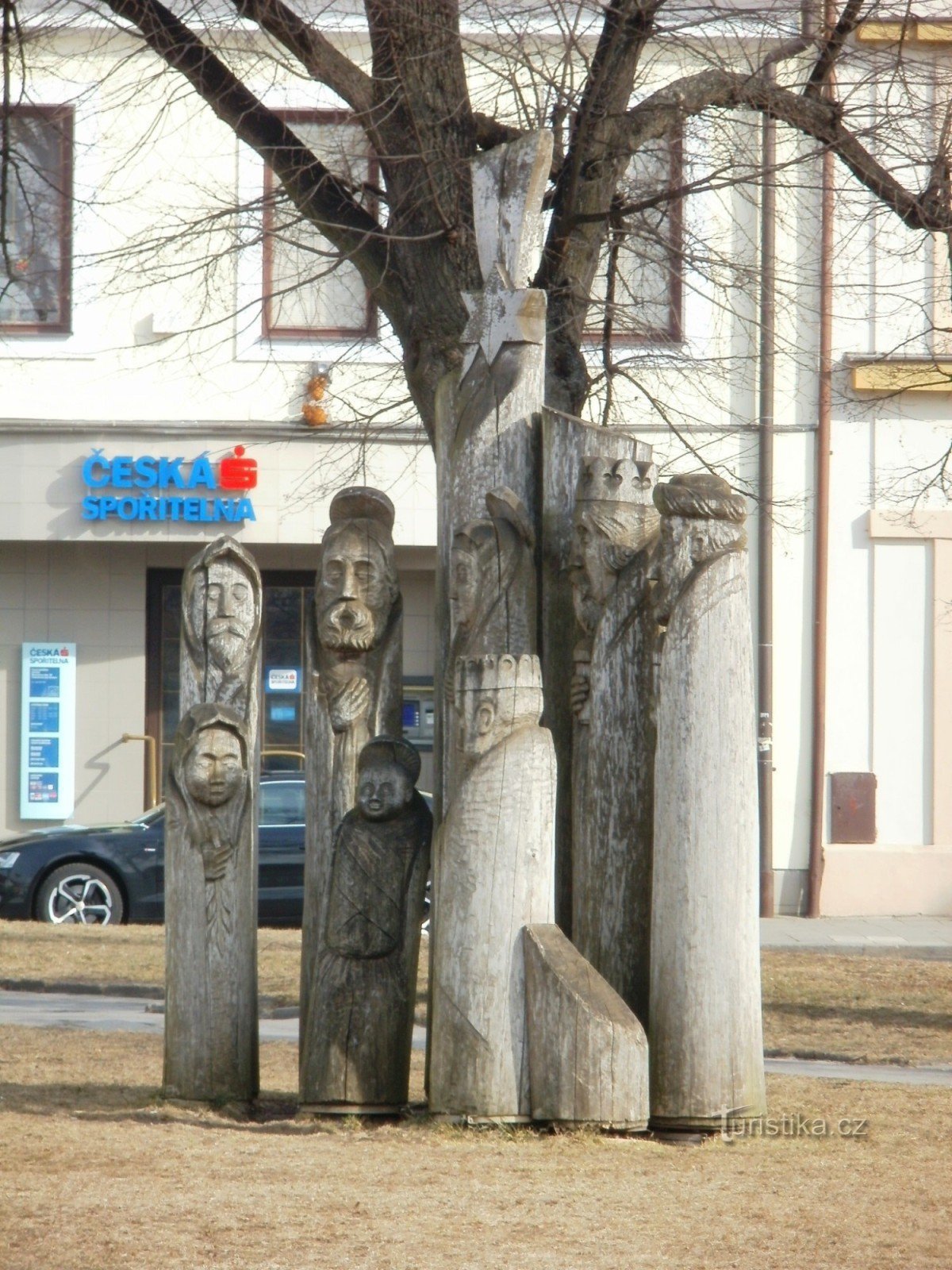 Třebechovice pod Oreb - cảnh Chúa giáng sinh bằng gỗ ở quảng trường