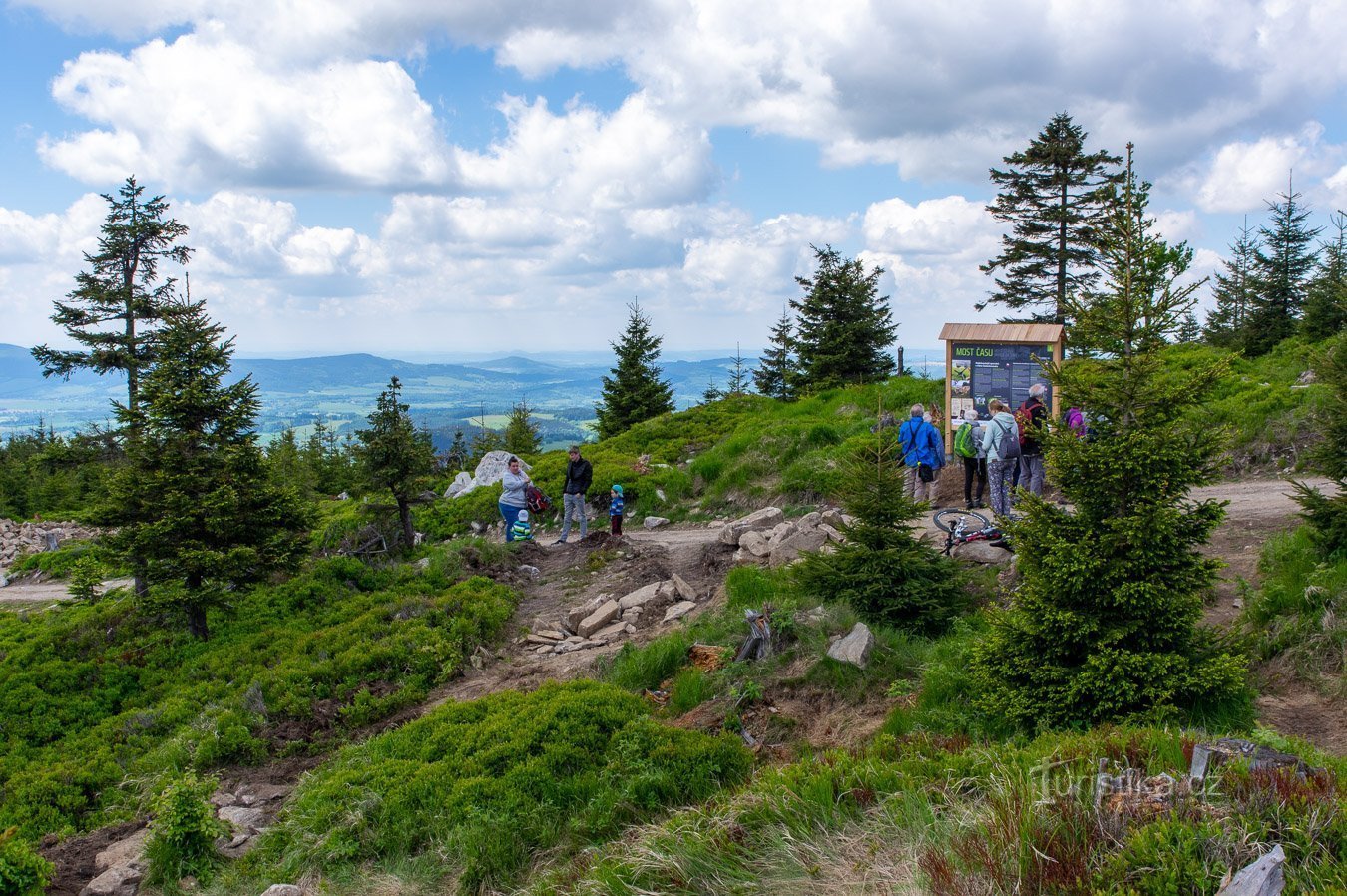 Tourists at the Bridge of Time educational trail