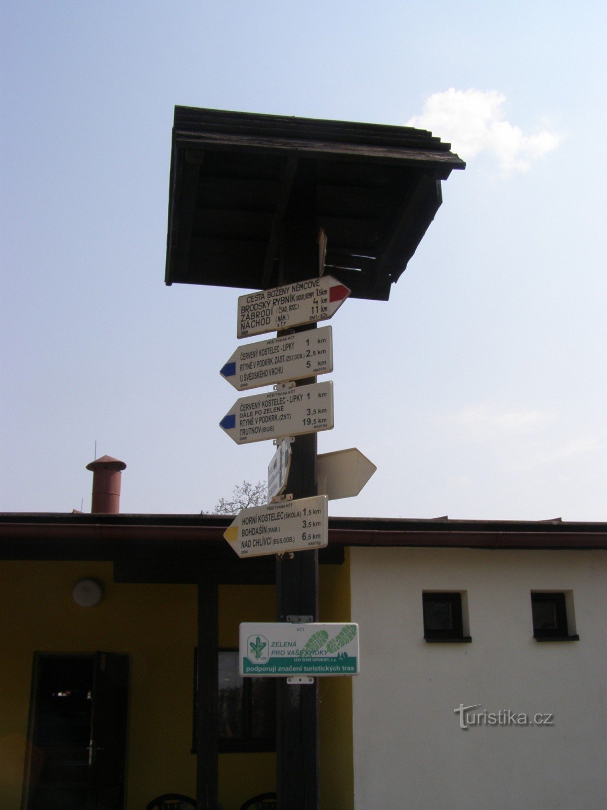 toeristisch kruispunt Červený Kostelec - busstation