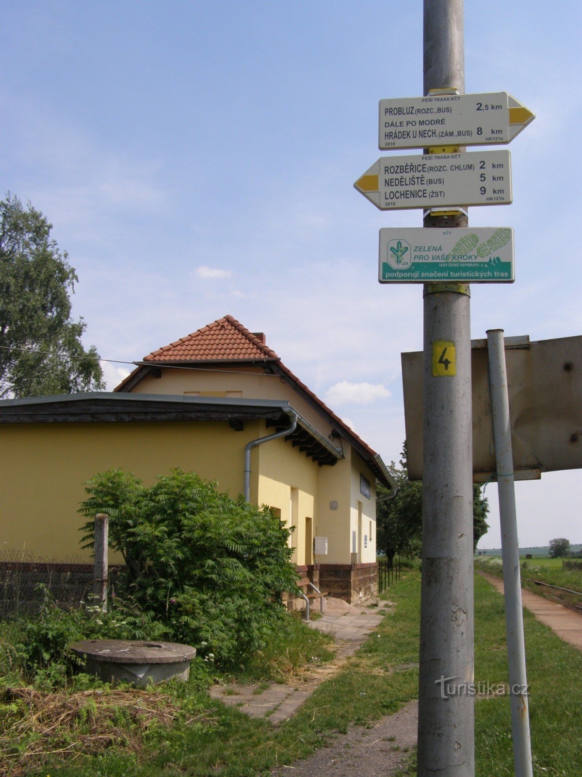 toeristisch kruispunt Dlouhé Dvory - spoorweg