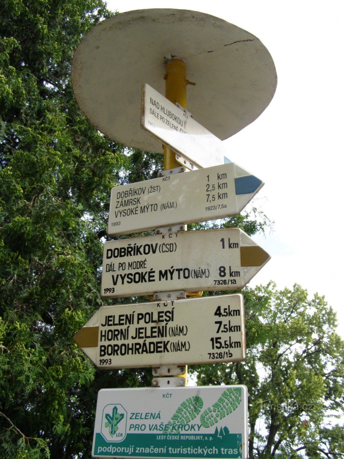 turisztikai útkereszteződés Dobříkov - falu