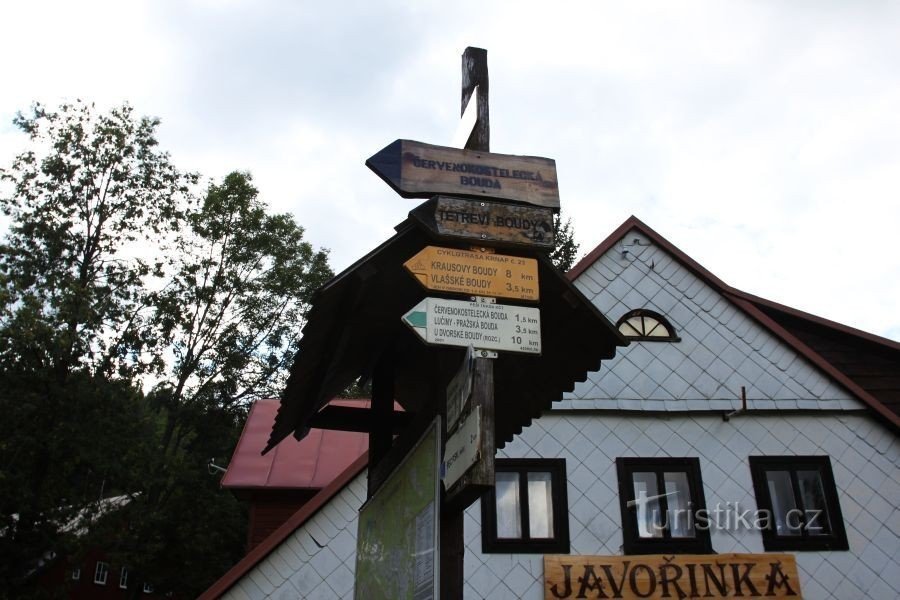 encrucijada turística Javoří mlýn