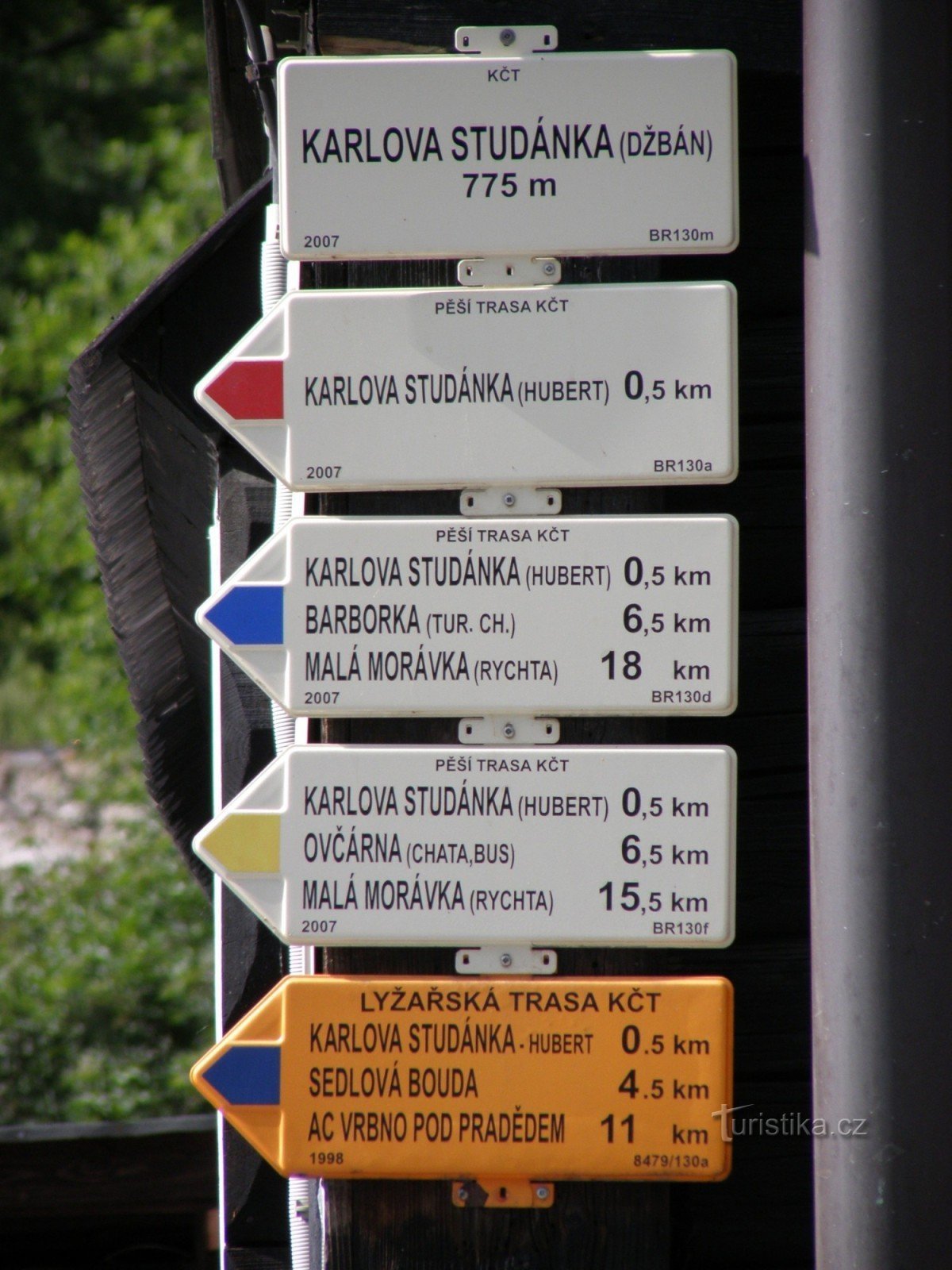 toeristisch kruispunt Karlova Studánka - Džbán