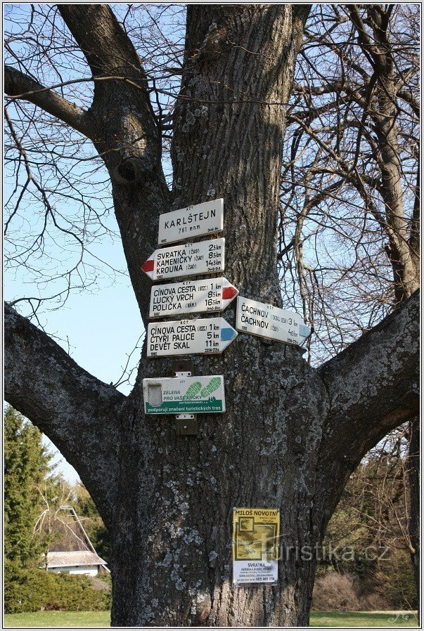 Tourist crossroads Karlštejn