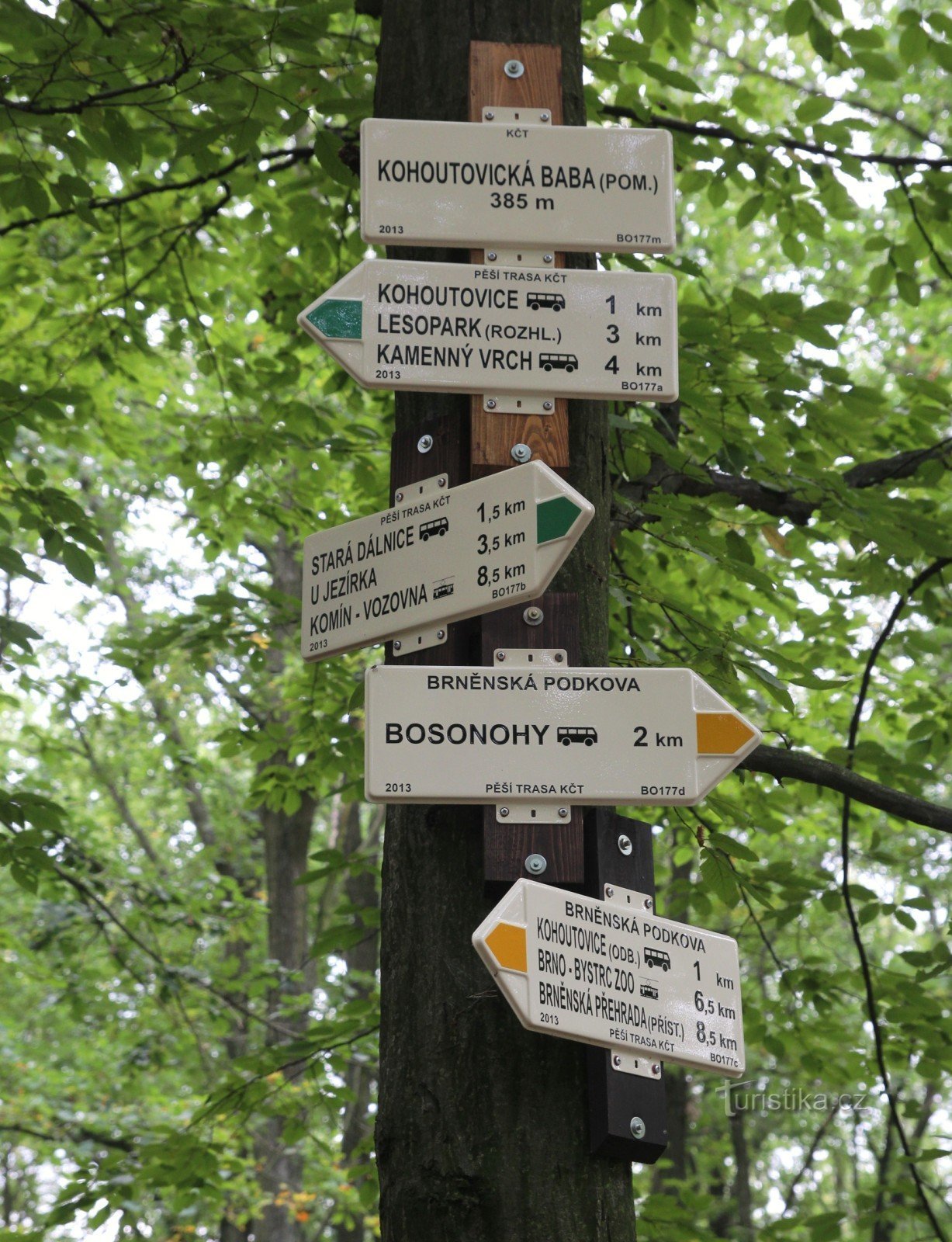 Tourist crossroads Kohoutovická Baba