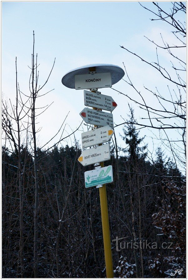 Cruce turístico de Končina nad Rtyní en Podkrkonoší