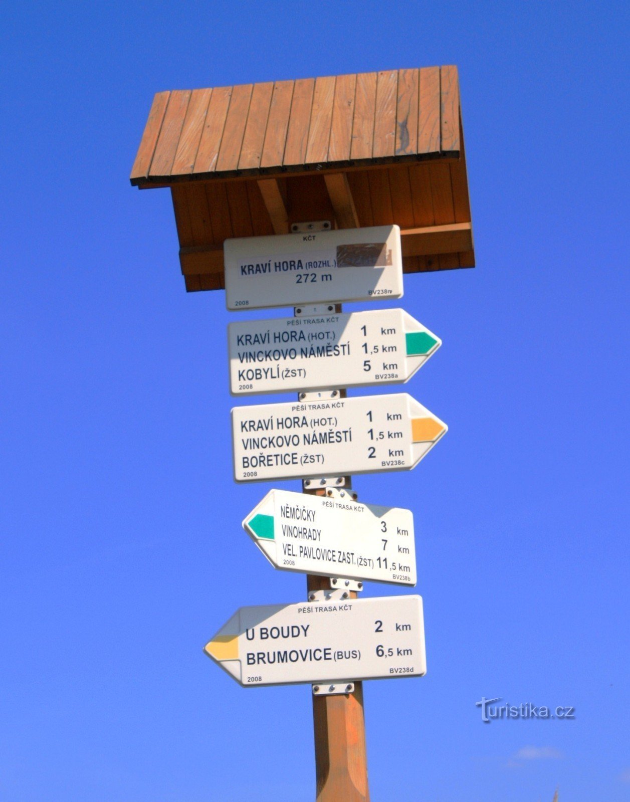 Tourist crossroad Kraví Hora lookout