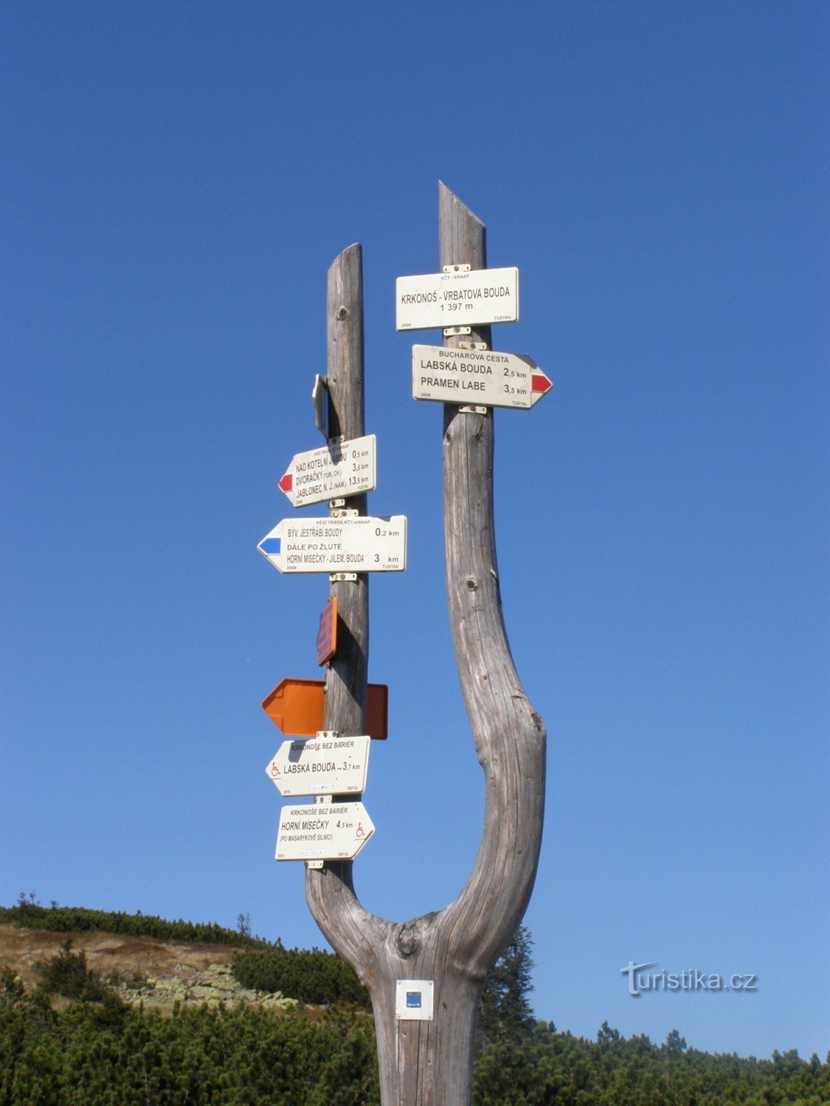 encruzilhada turística Krkonoše - Vrbatova bouda