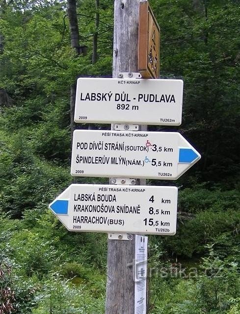 tourist crossroads Labský důl - Pudlava