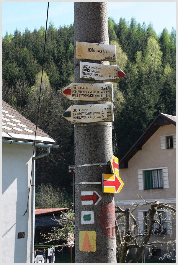 Tourist crossroads Lhota near Trutnov