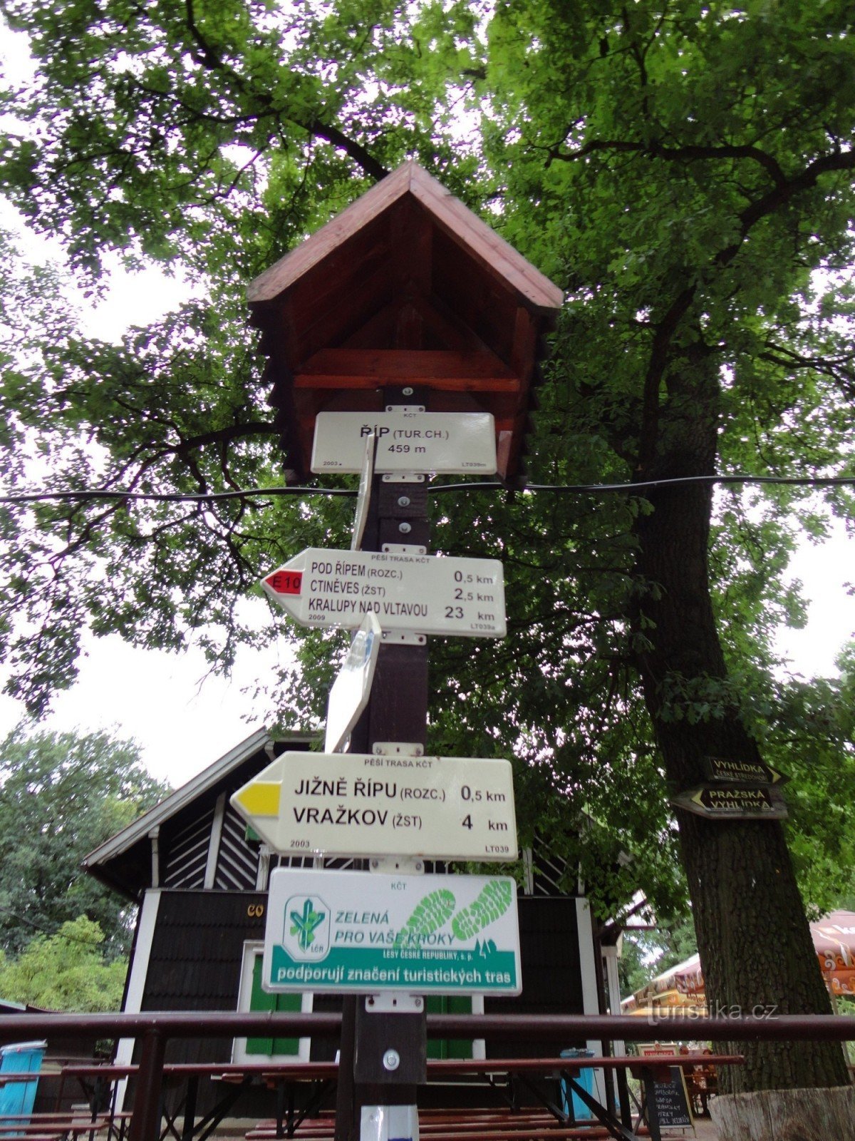 Touristenkreuzung auf dem Berg Říp