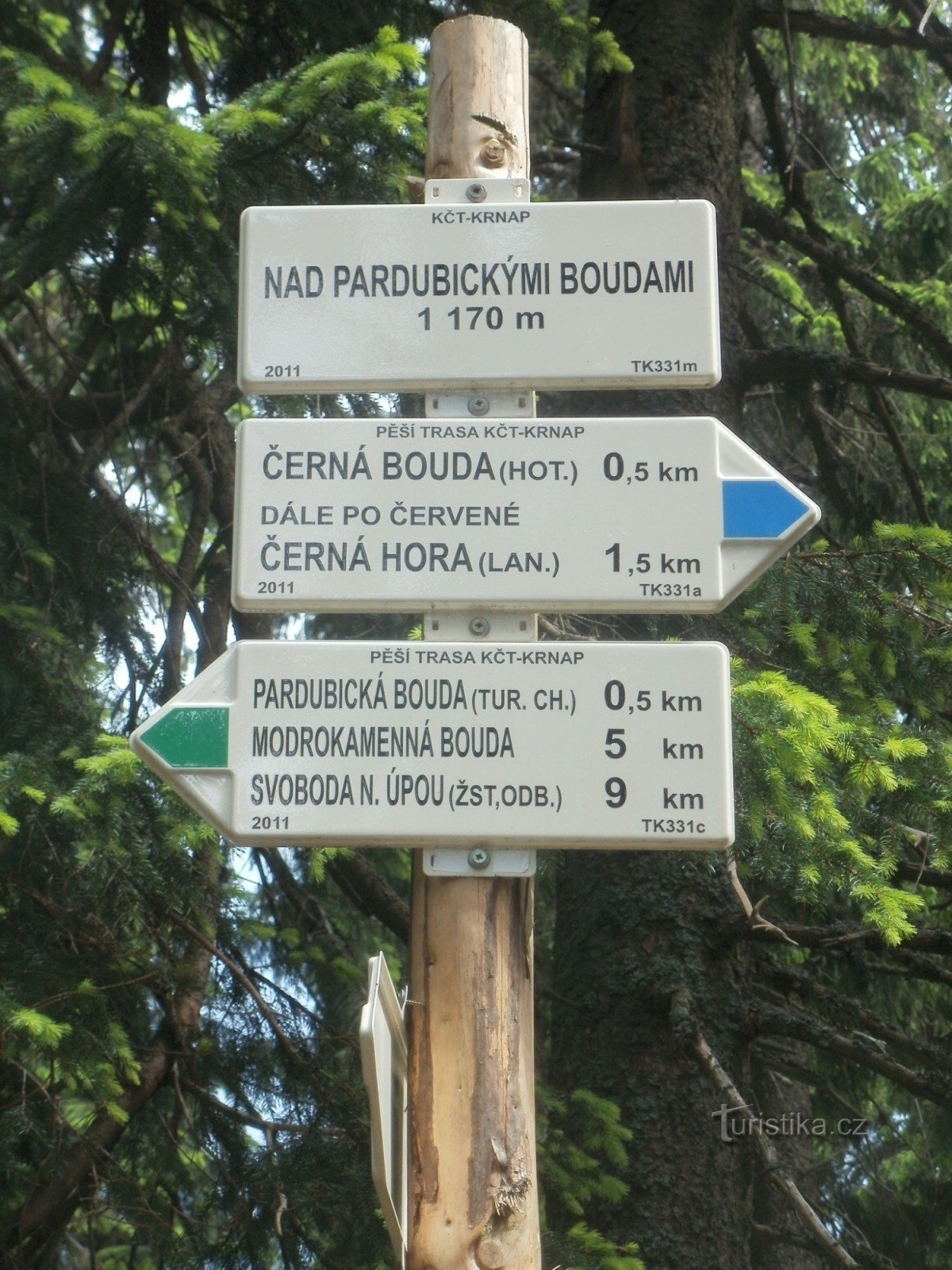 turistično križišče Nad Pardubický boudamy