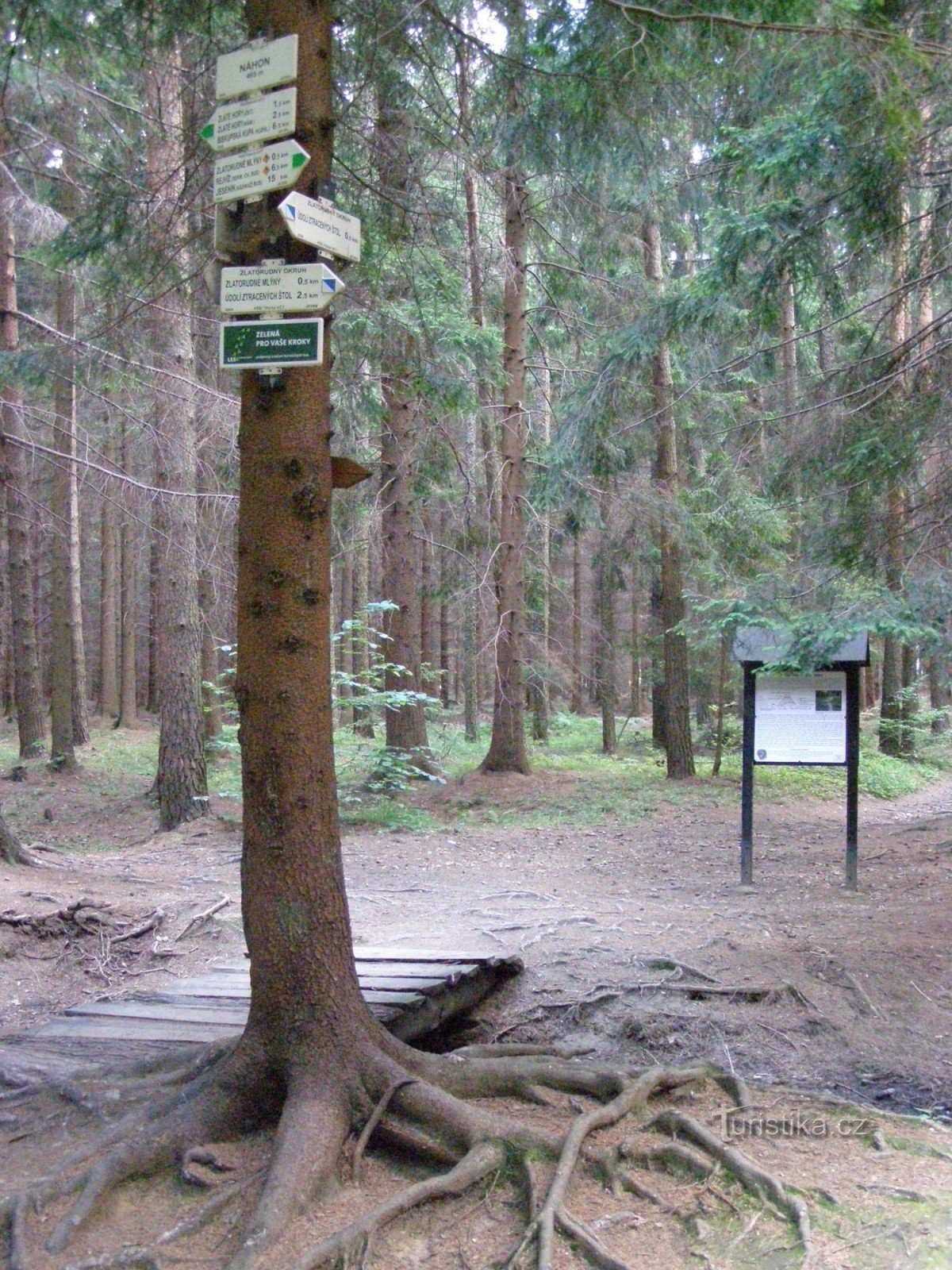 turističko raskrižje Náhon (blizu mlinova za rudaču zlata)