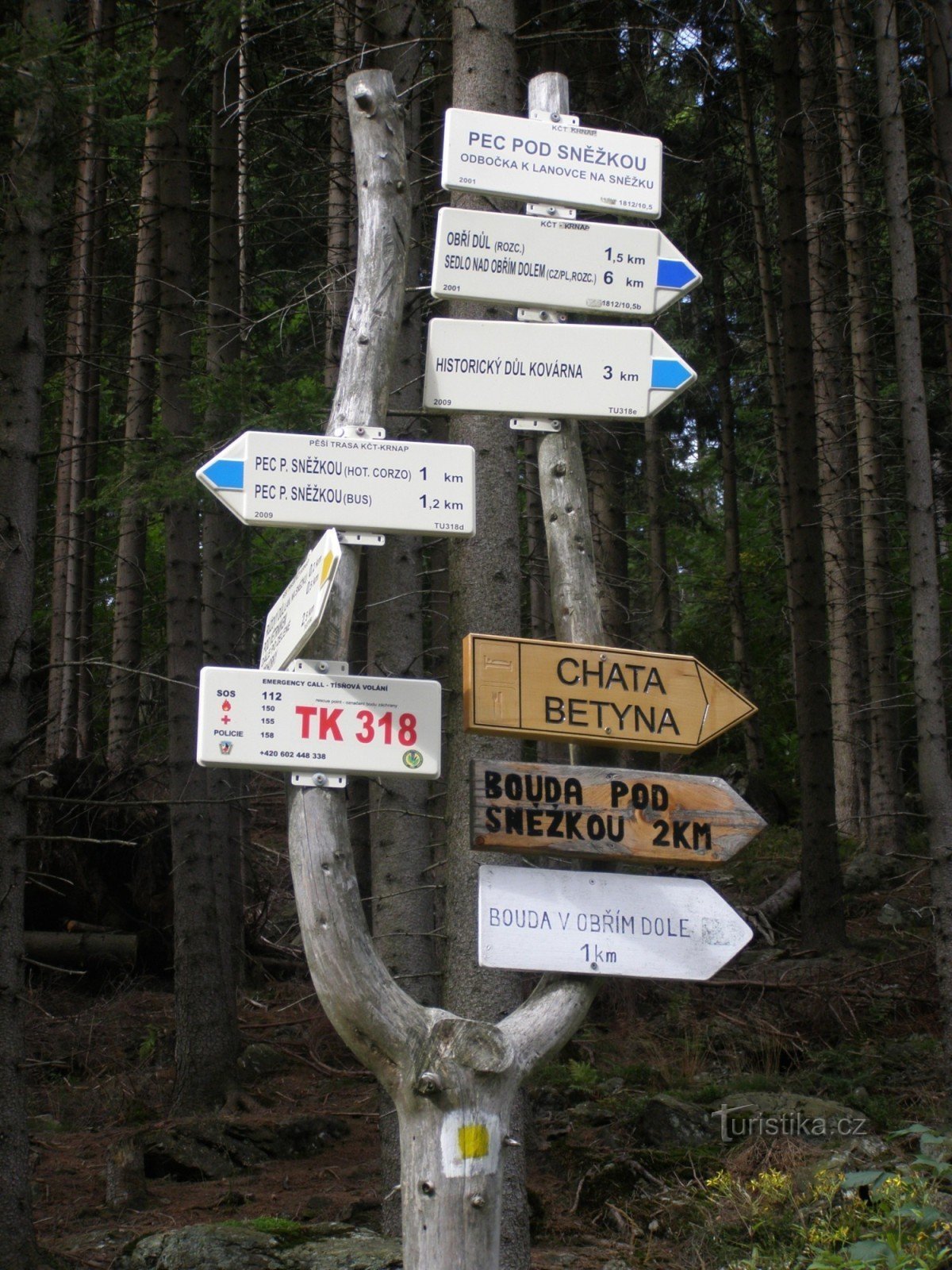 tourist crossroads Pec pod Sněžkou - to the cable car