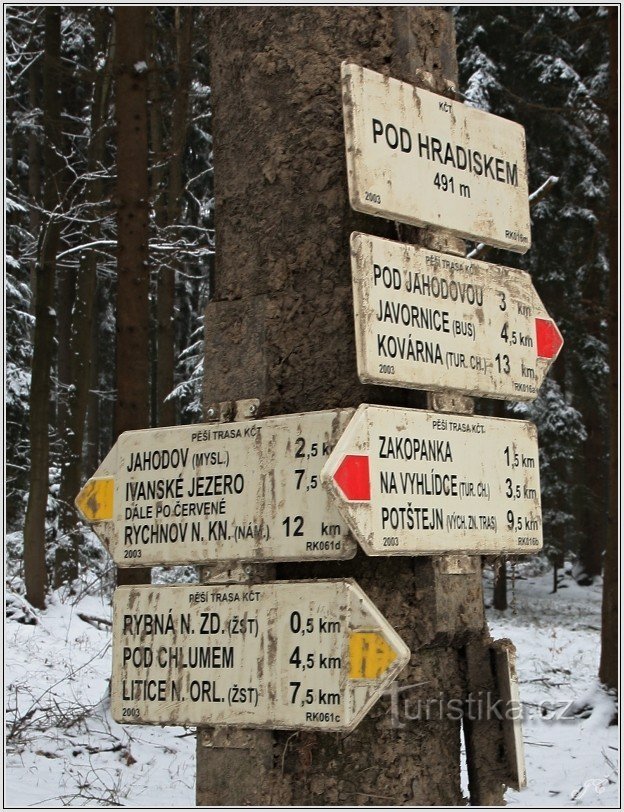 Tourist crossroads Pod Hradiskem