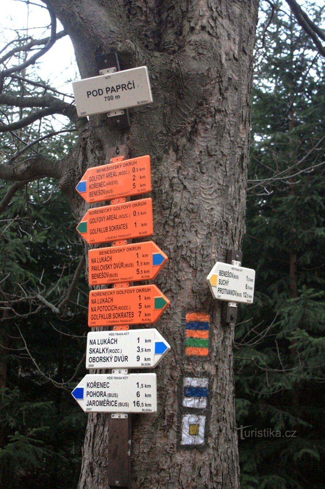 Tourist crossroads Pod Paprčí