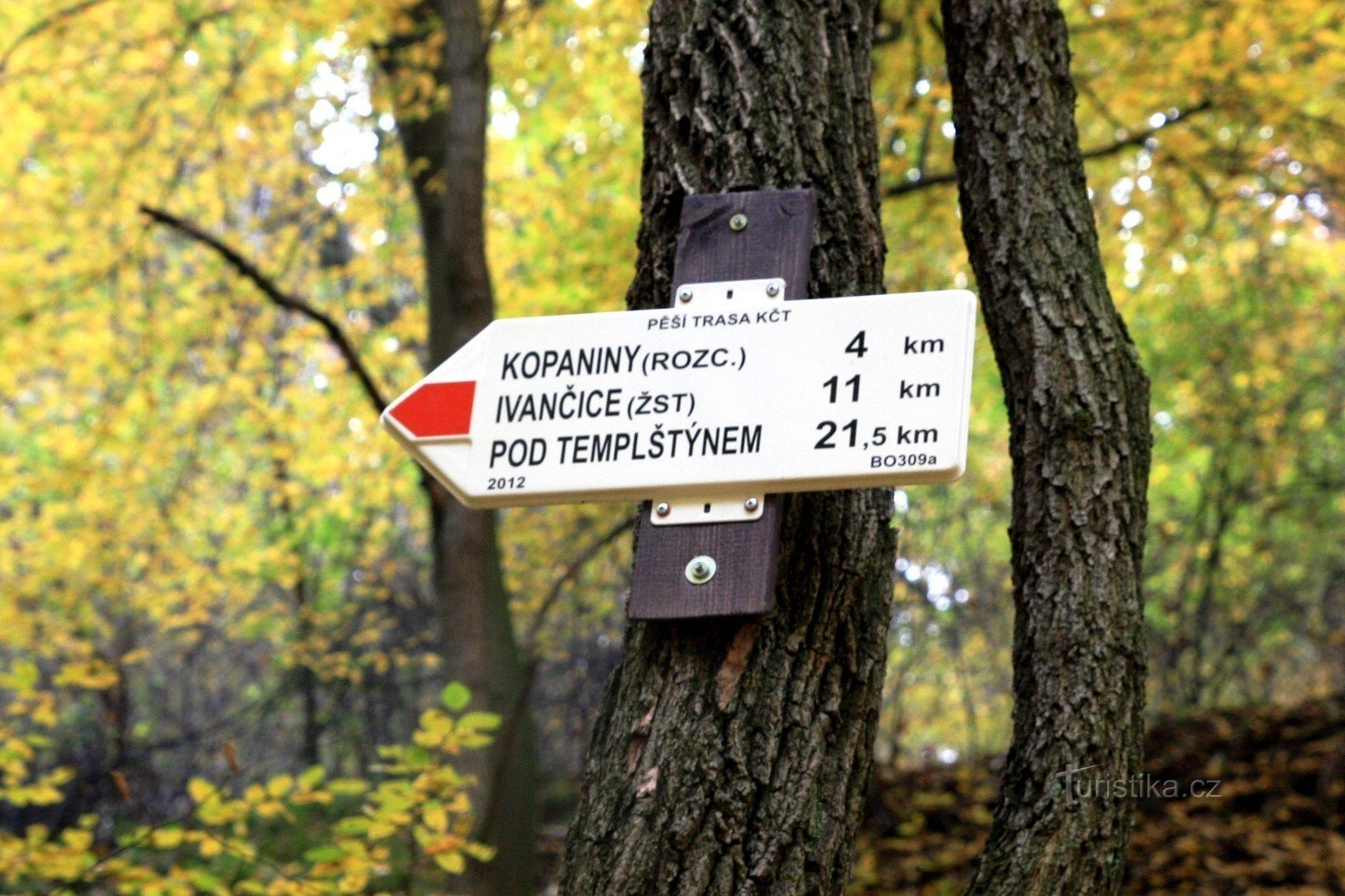 Tourist crossroads Radostice, turn to the bus stop