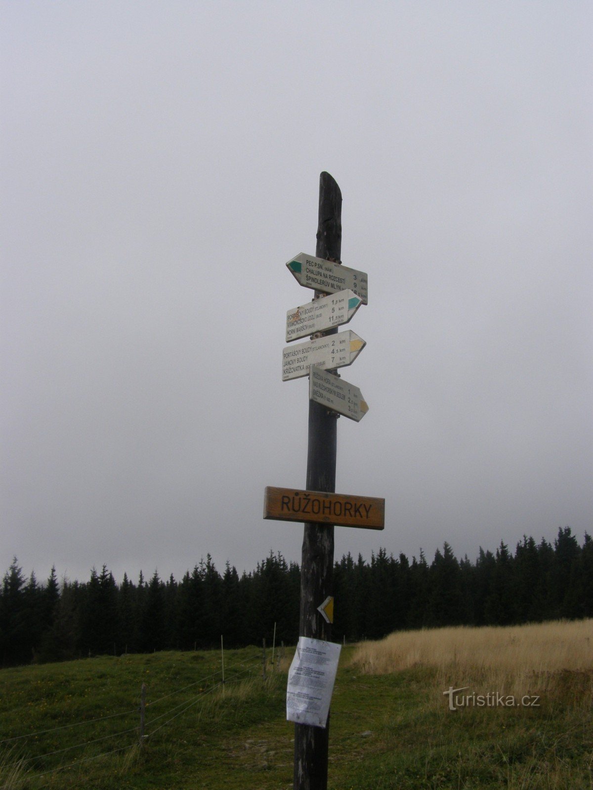 Růžohorka tourist crossroads