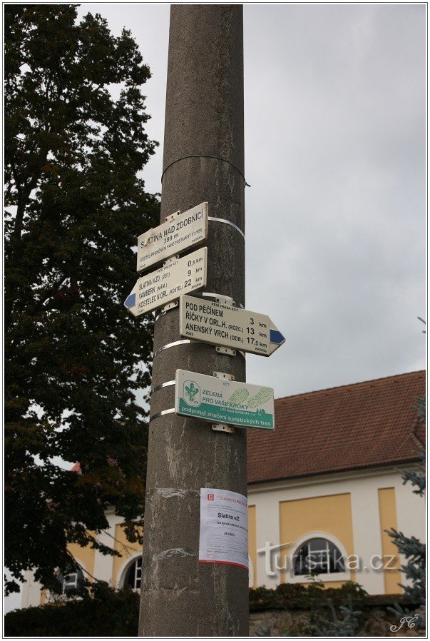 Turisztikai útkereszteződés Slatina nad Zdobnicí