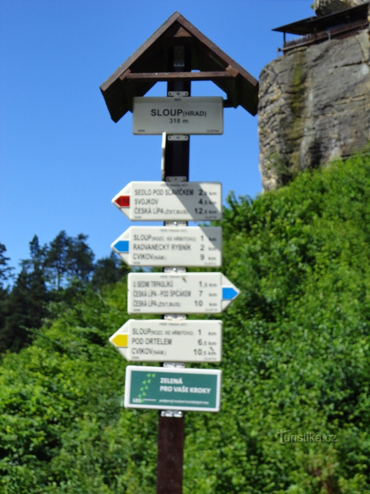 Touristenkreuzung Sloup - unter der Burg