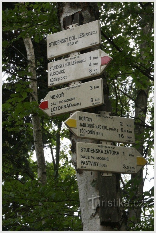 Touristische Kreuzung Studenský Unterwald
