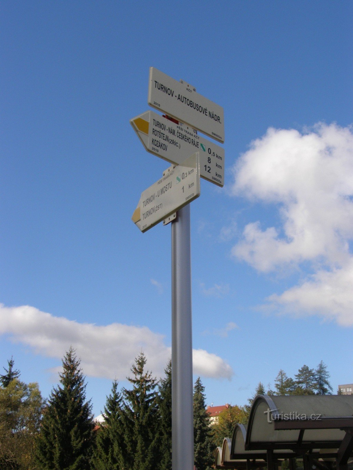 encruzilhada turística Turnov - estação de ônibus