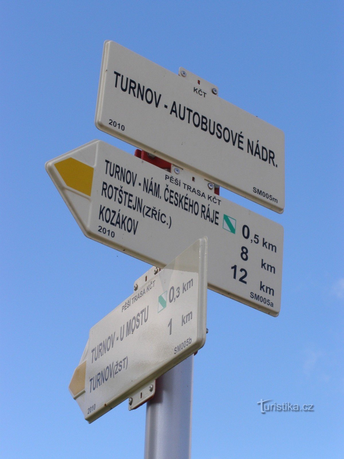 toeristisch kruispunt Turnov - busstation