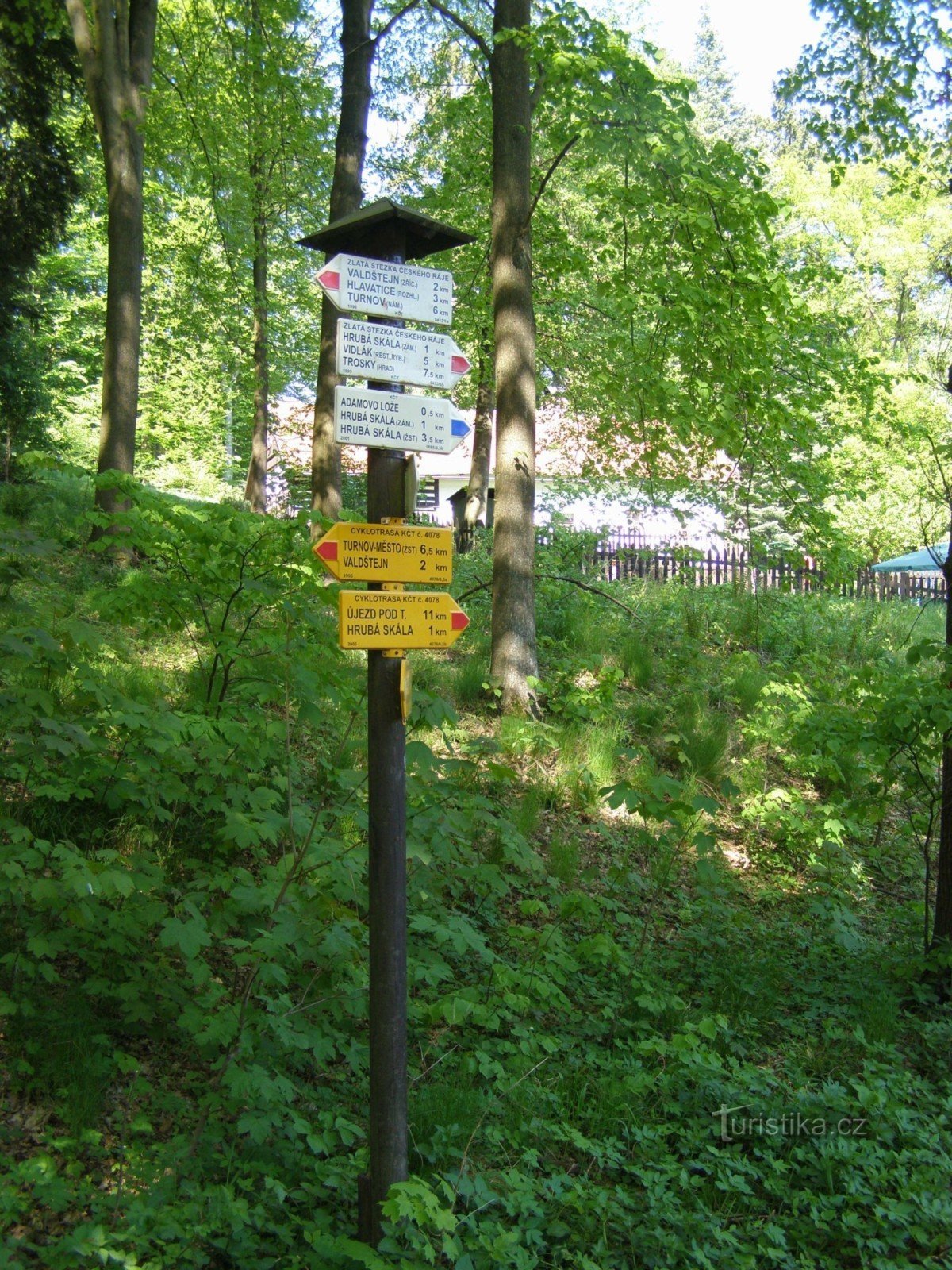 encrucijada turística en el Bukovina Arboretum