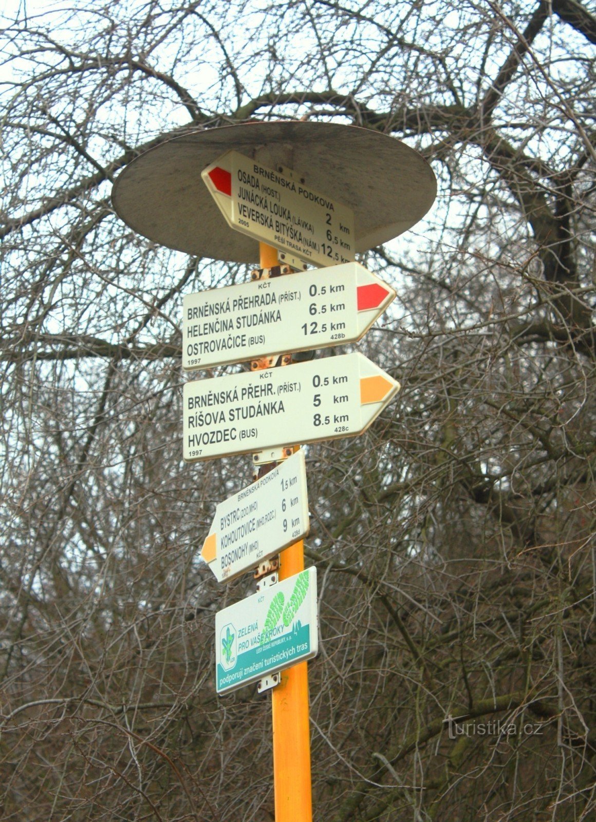 Tourist crossroads at the dam of the Brno Reservoir