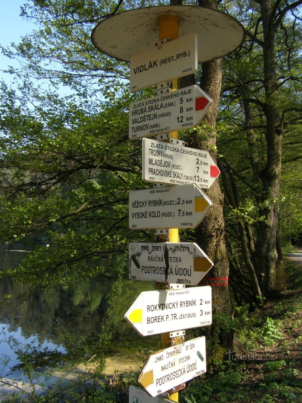 Touristenkreuzung am Teich Vidlák