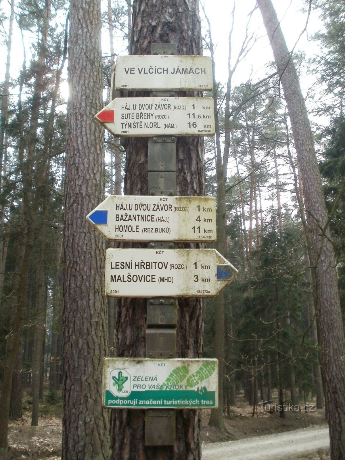 turistično križišče Ve Vlčí jamách - Hradecké lesy