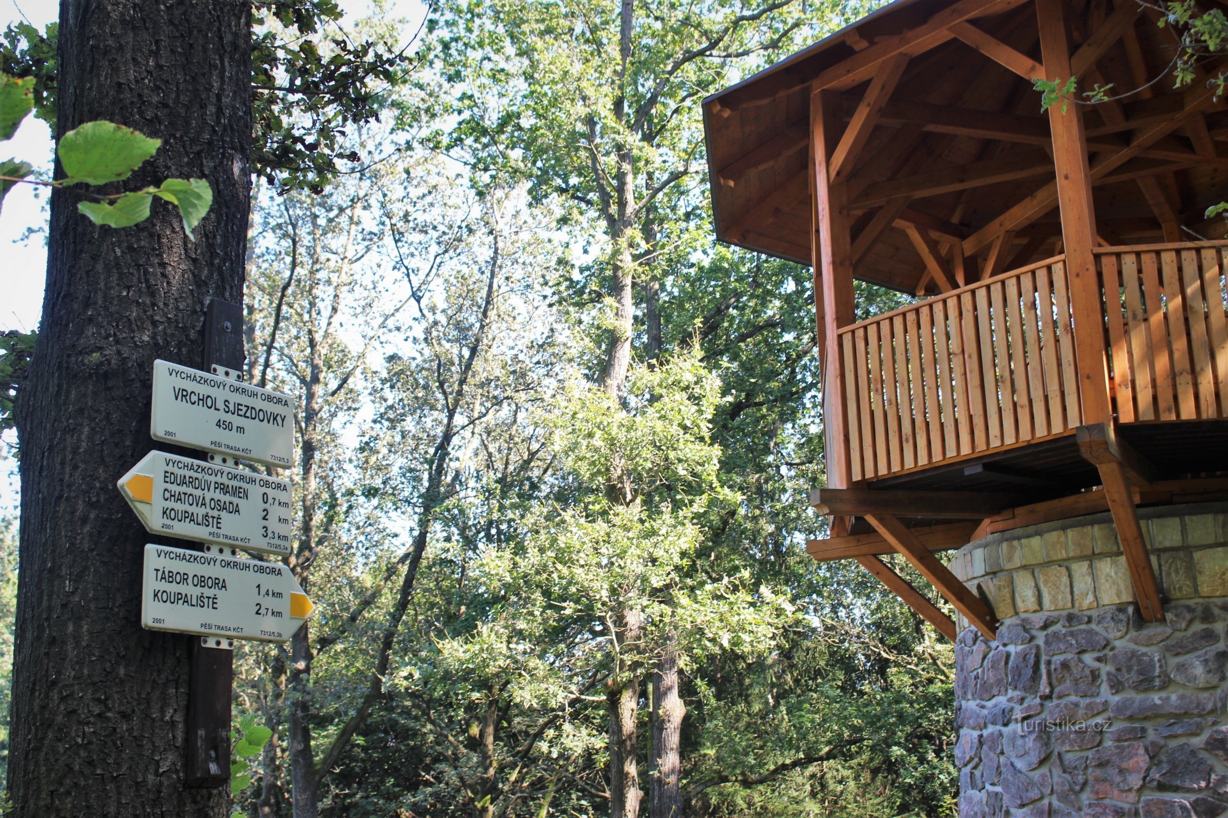 Turistické rozcestí Vrchol sjezdovky-vyhlídková věž Hláska