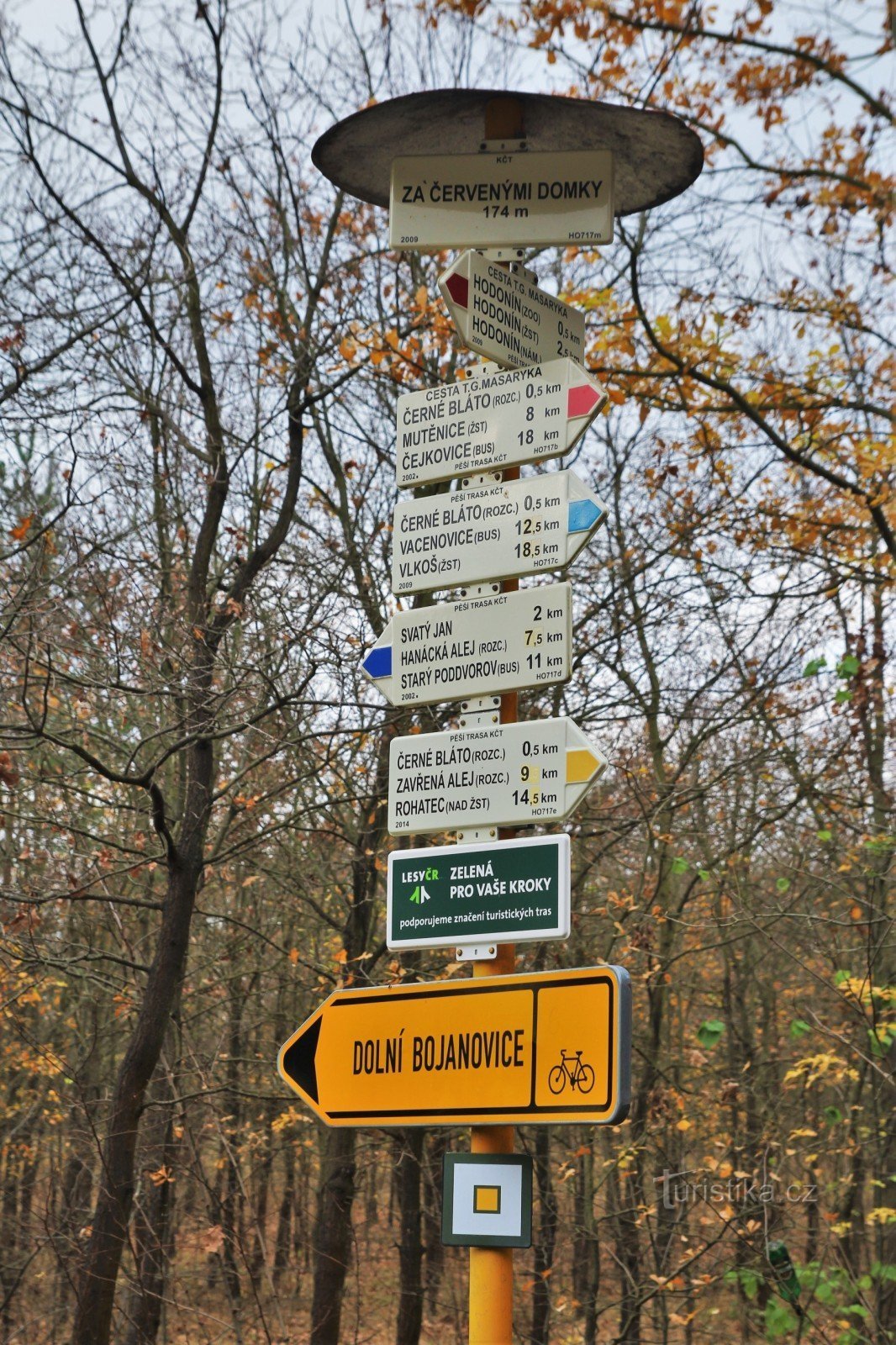 Tourist crossroads Behind the Red Houses