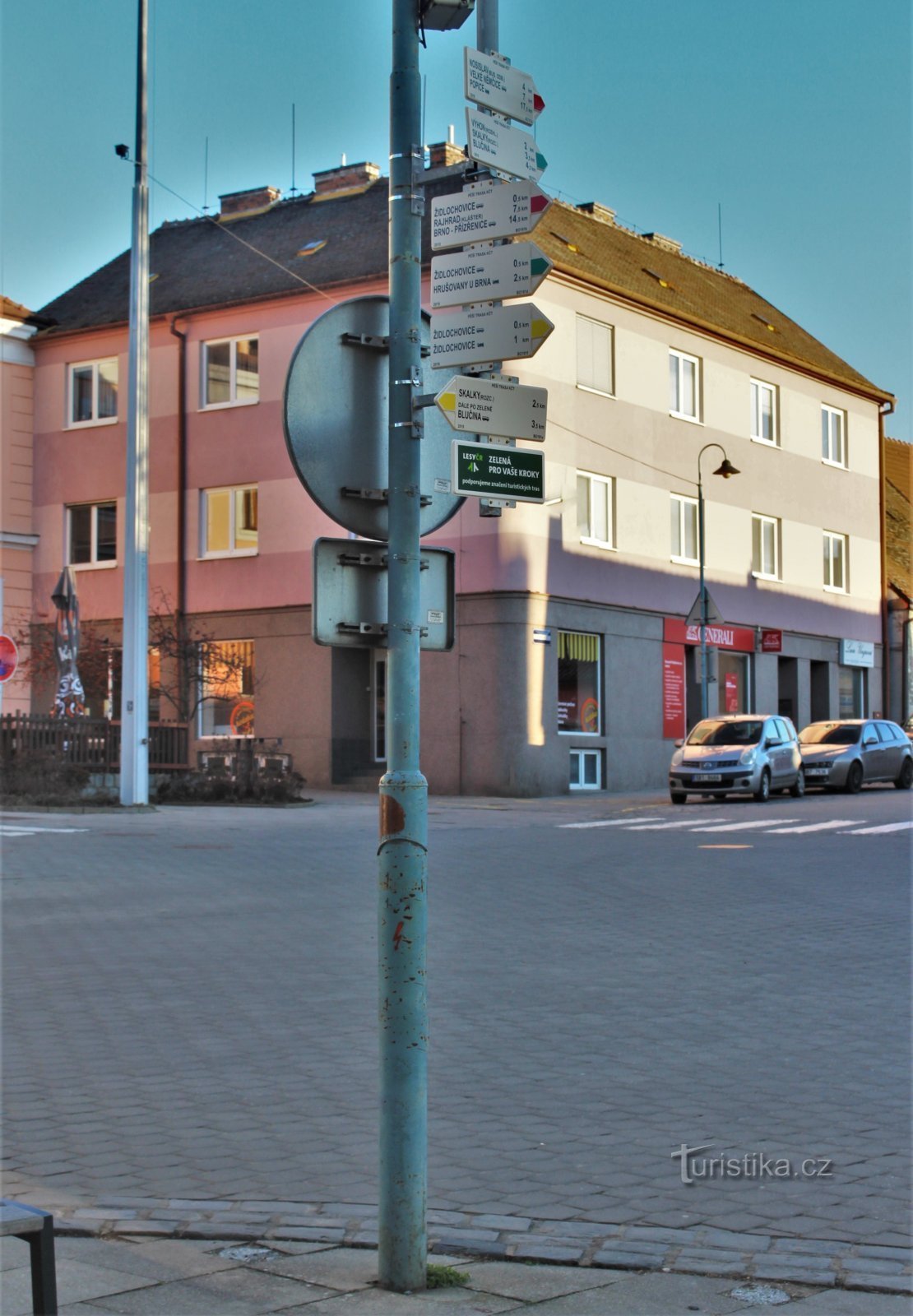 Toeristisch kruispunt Židlochovice-stadhuis