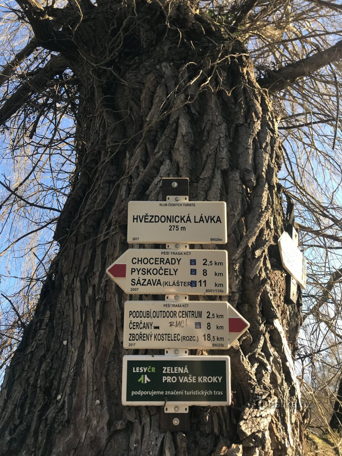 Turistické značení - Hvězdonice