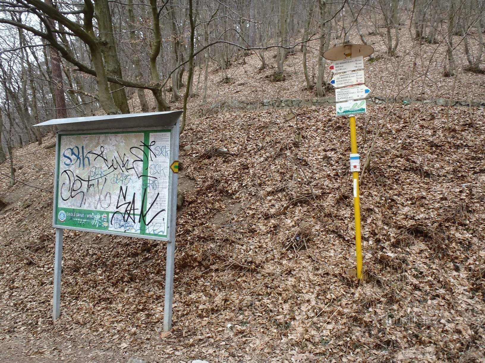 Tourist signpost Brno Líšeň Mariánské údolí Public transport - 6.2.2012 February XNUMX